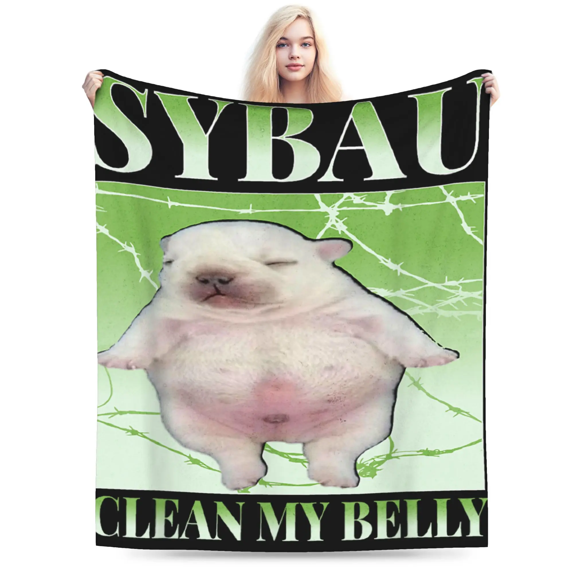 Funny pibble Meme wash My Belly Clean My Belly Meme Brainrot Flannel Blanket  Soft Throw Blanket for Bedspread Sofa Bed Cover