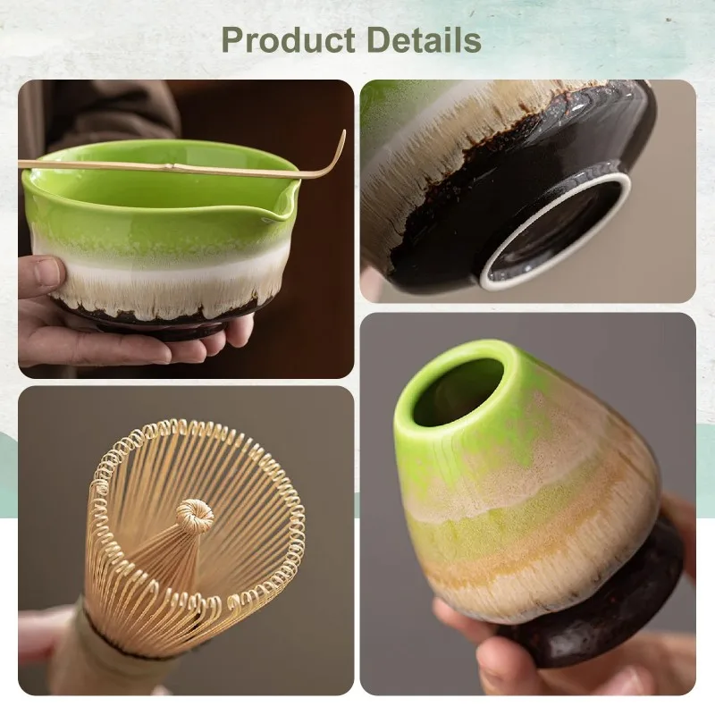 

Набор для чайной церемонии из 7 предметов: венчик для матча, чаша для матча с носиком, подставка для венчика, мерная ложка - набор для приготовления матча