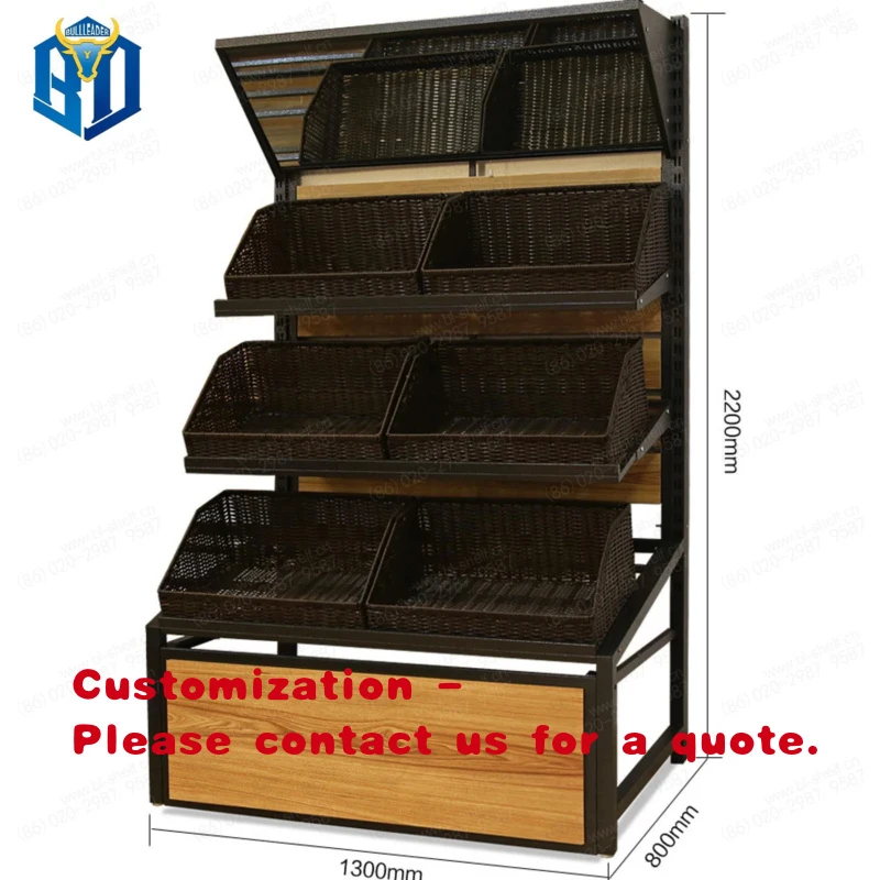 

custom.Supermarket Metal Wooden Fruit and Vegetable Display Stand Rack