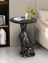 Home Decor Leopard Statue Side Tables Floor Decor Living Room Animal Sculpture Coffee Tables Office Tea Table Housewarming Gift