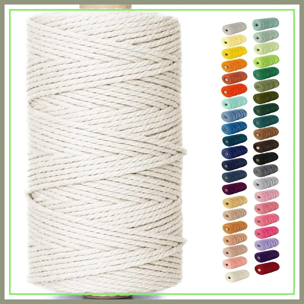 

Natural Macrame Cord, 2-6mm, Colored Cotton Rope for Crafting, 3mmx109Yds