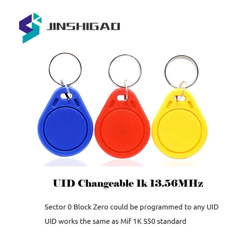 13.56Mhz UID Block 0 Sector Rewritable RFID Mif 1k S50 UID Changeable RFID Card Tag Keychain Key Keyfob ISO14443A