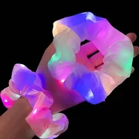 LED Luminous Scrunchies Hairband Women Glowing Elastic Hair Tie Hair Rope Girl Glow in the Dark Party Supplies Hair Accessory - Image 2