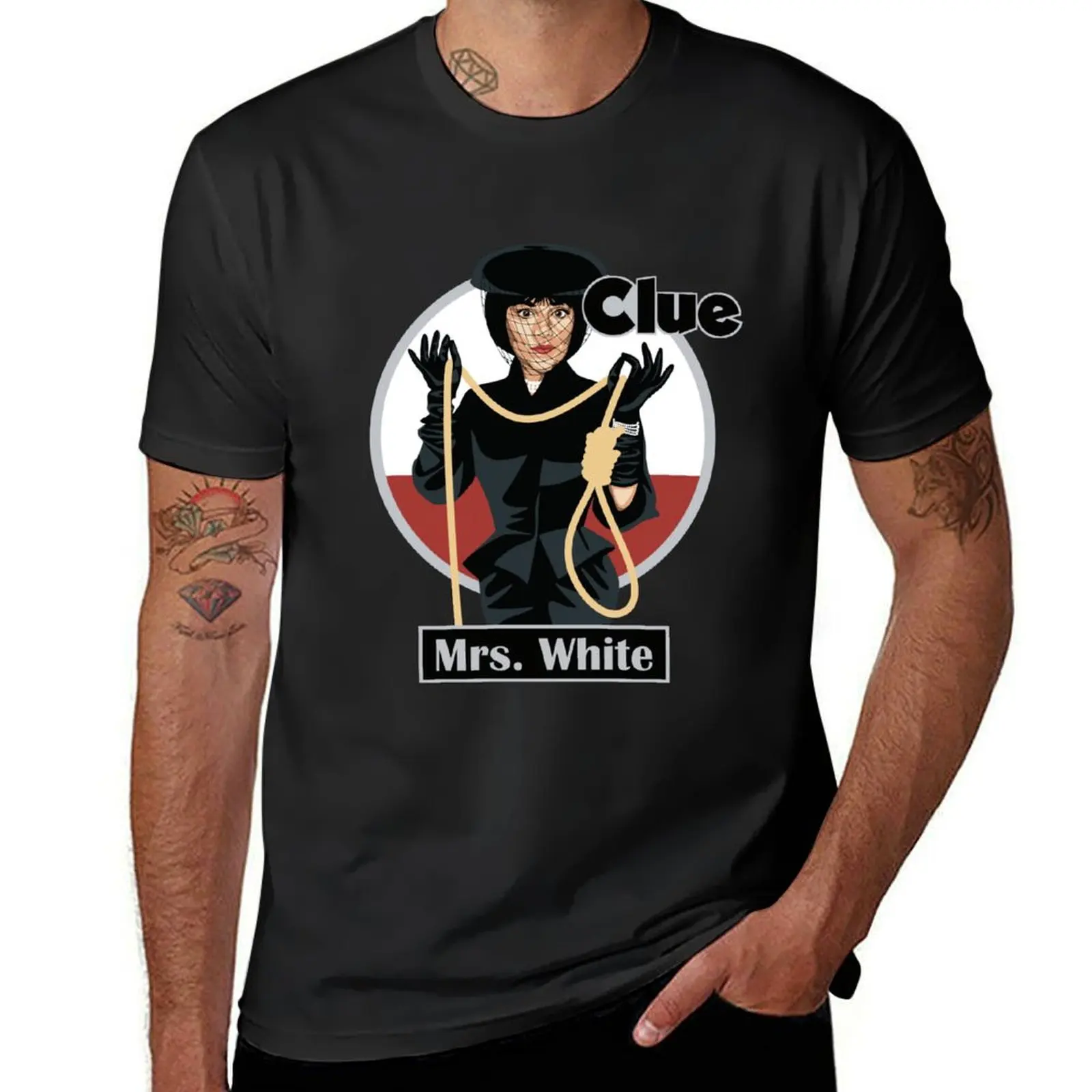 

CLUE Mrs White T-Shirt blacks vintage clothes summer top oversized t shirts for men