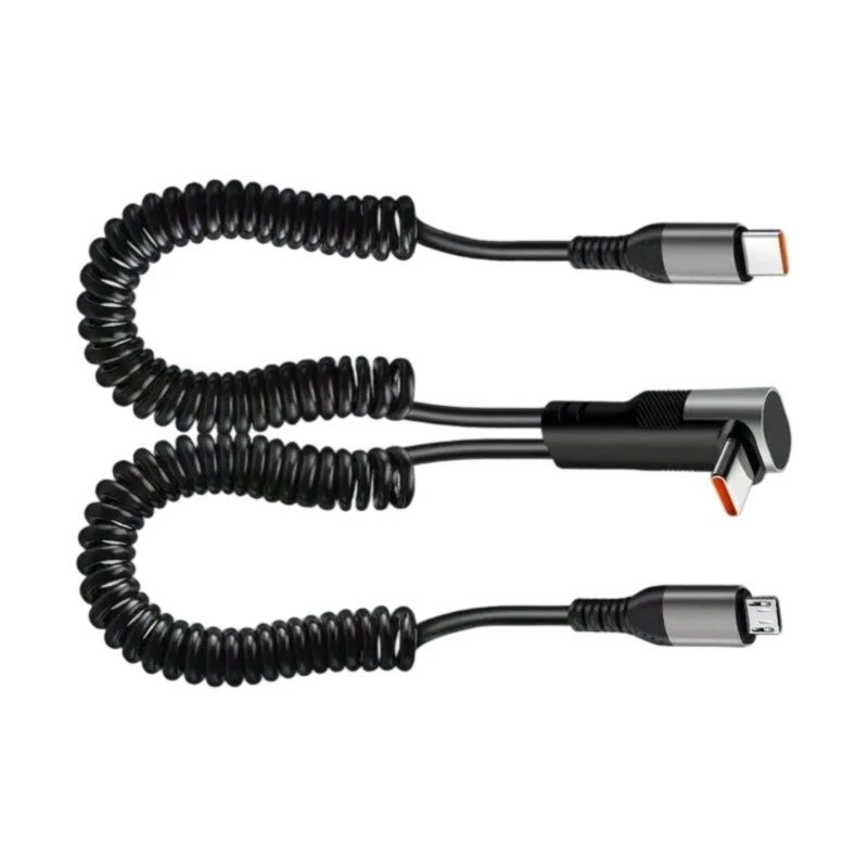 차량 사용을위한 빠른 속도 충전 데이터 케이블, 이중 포트 USB & Type C