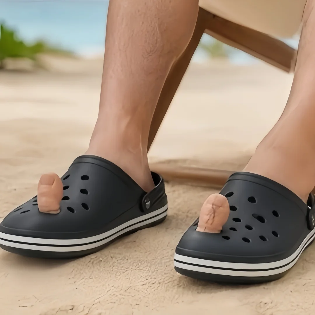 2pcs Funny Simulated Toe Slipper Decor Plastic Detachable Beach Clogs Shoe Buckle DIY Creative Thumb Toe Shoe Hole Accessories