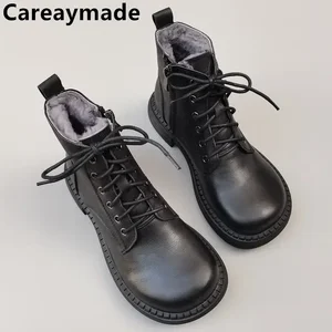 Kısa çizmeler gerçek deri kadın çizmeler, hakiki deri, hakiki deri, büyük versiyonu, büyük, rahat, el yapımı, ayakkabı, basit ayakkabı sıcak polar En çok satılan 12 bot, ingiliz, kadın-no. 10