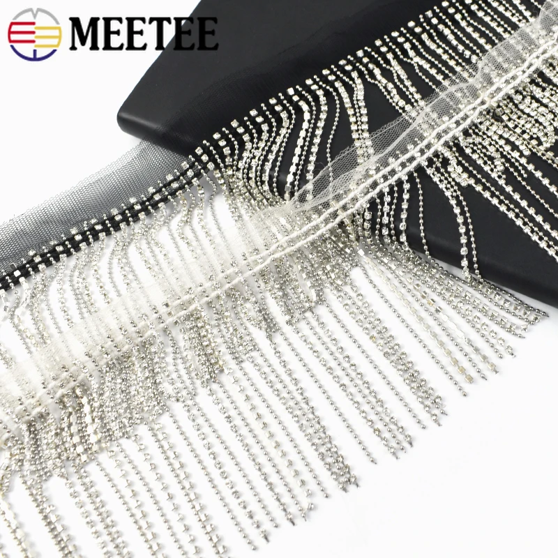 1/2/3Yards 9cm Rhinestone Tassel Fringe Lace Glitter Beaded Tassels Laces Garment Curtain Decorative DIY Sewing Accessories