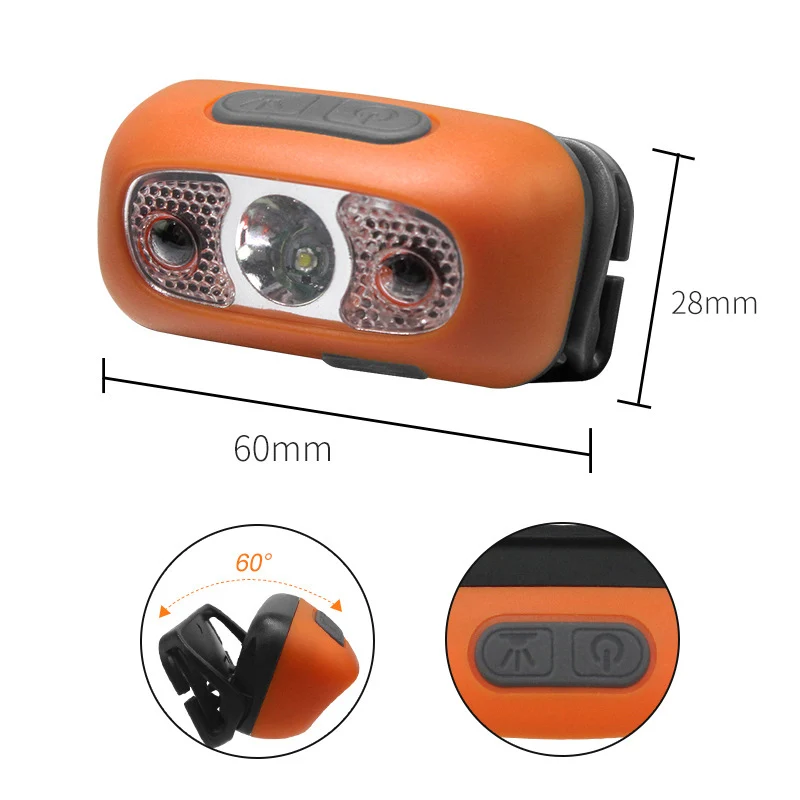 Body Motion Sensor 1000LM Mini LED HeadlampWith USB Rechargeable Headlight 2ModesCamping Flashlight Head Light Torch Lamp