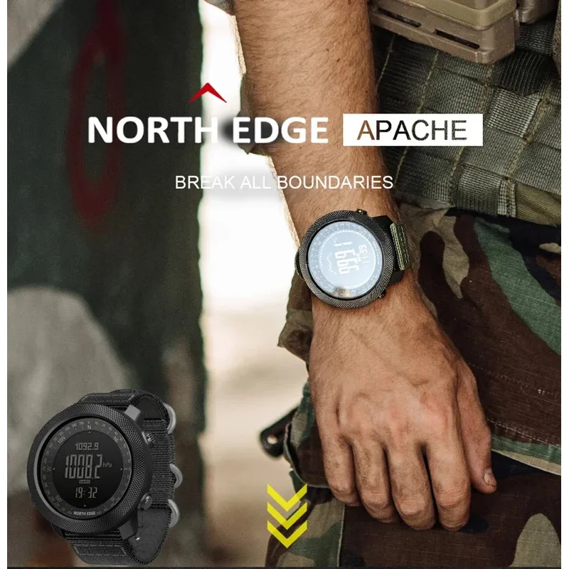 NORTH EDGE APACHE Watch Men Sports Watch  Compass Thermometer World Time Pedometer Altimeter Barometer Outdoor Running