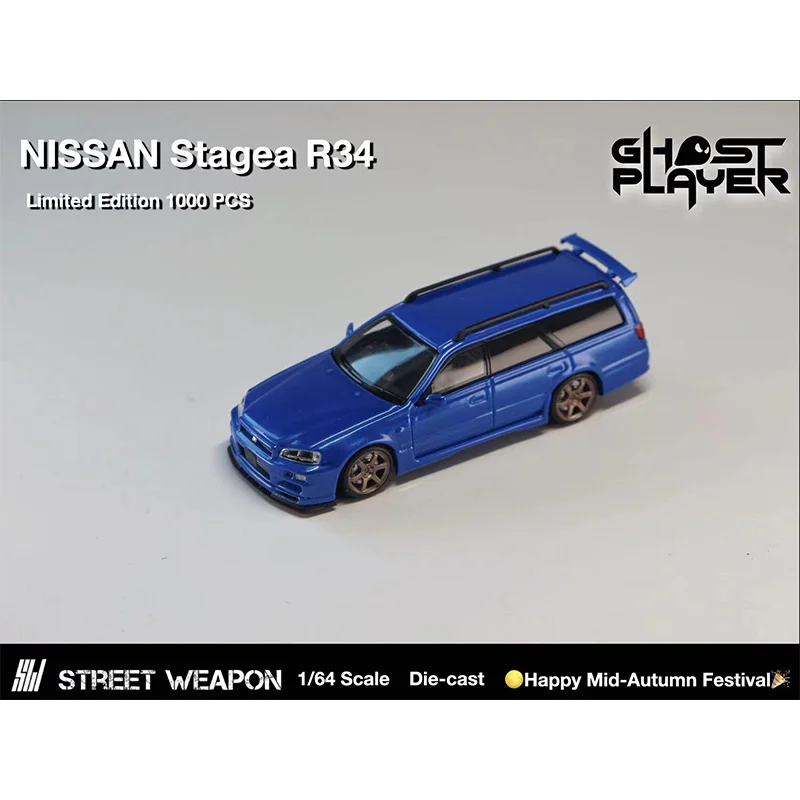 SW 1:64 Stagea R34 GTR Wagon Alloy Diorama Car Model Collection Miniature Carros Toys Street Weapon