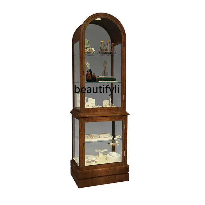 Medieval Store Jewelry Display Cabinet Square Glass Cabinet French Retro Jewelry Nakajima Shelf