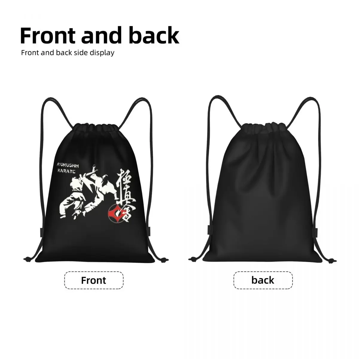 Kyokushi Karate Kumite Scene Drawstring Backpack Sports Gym Bag for Women Men Fighter Martial Arts Training Sackpack