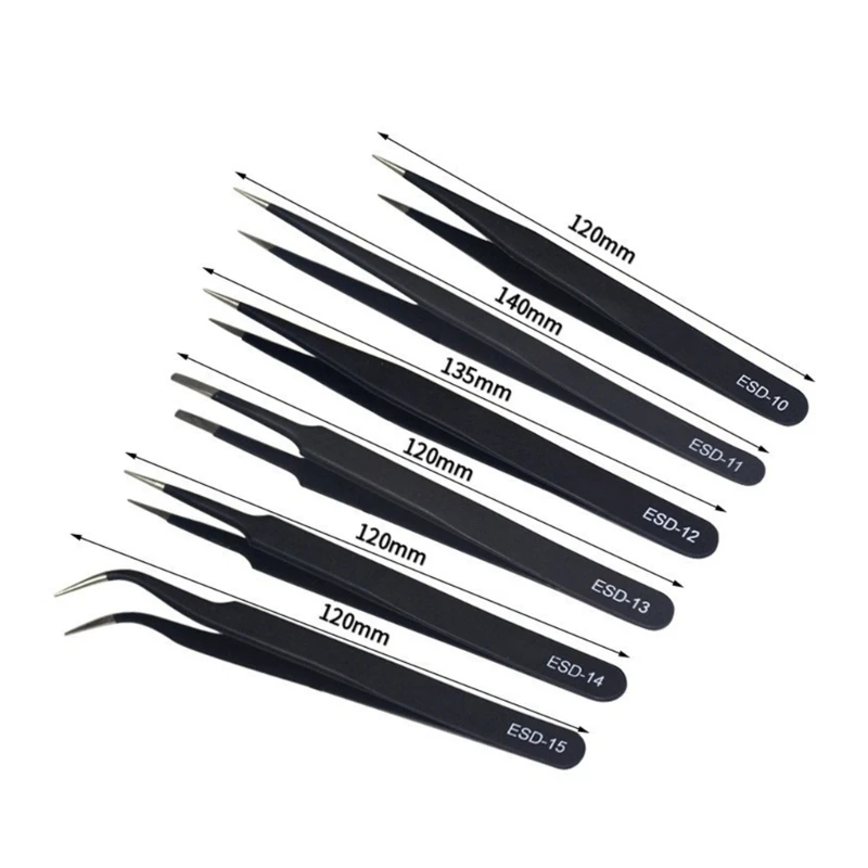 Anti-Static Stainless Steel Tweezers Repair Home Working Model Making Hand Tools