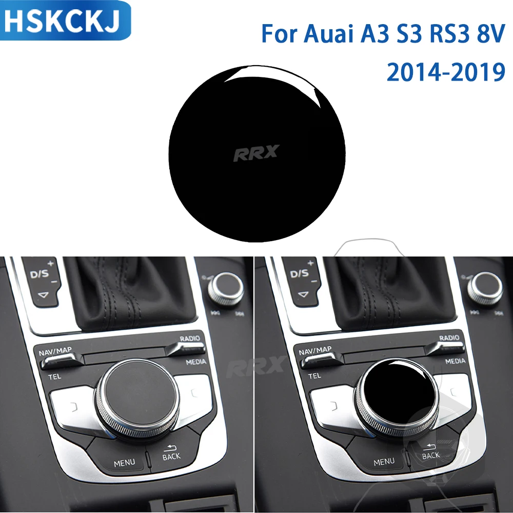 For Audi A3 S3 RS3 8V 2014 2015 2016 2017 2018 2019Car Accessories Interior Central Control Knob Cover Trim Sticker Piano Black