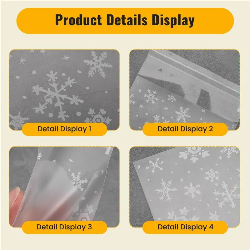 100 Pcs Sachets Pouches White Snowflake Packaging Bag For Cookies Biscuits Christmas Candies
