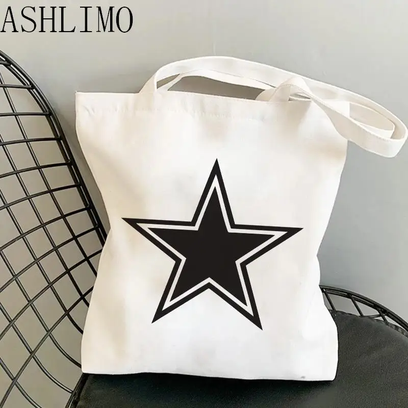 Women Shoulder Bag Star Print Canvas Bag Harajuku Shopper Bag Fashion Casual Summer Shoulder Bags Tote Shopper Bag Border Collie