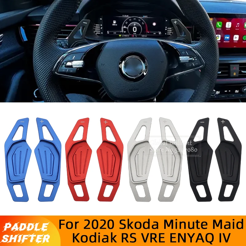 2Pcs Aluminum Alloy Car Steering Wheel Paddle Shifter for Skoda ENYAQ IV Octavia Scout RS VRS A8 MK4 Karoq Kodiaq 2021