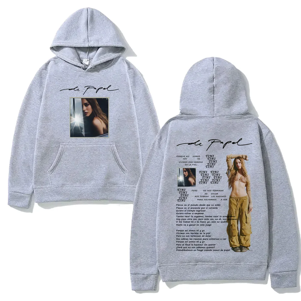 TINI -De Papel เสื้อฮู้ดพิมพ์ลายกราฟิกขนแกะเสื้อสเวตเตอร์แขนยาวสไตล์นักร้องเสื้อผ้า SudaderasPullovers