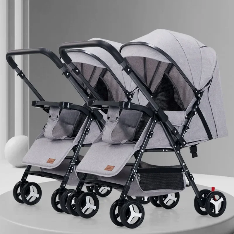 

Portable Twin Baby Stroller Multifunctional Twin Baby Stroller Adjustable Backrest Detachable Two-way Baby Stroller Foldable