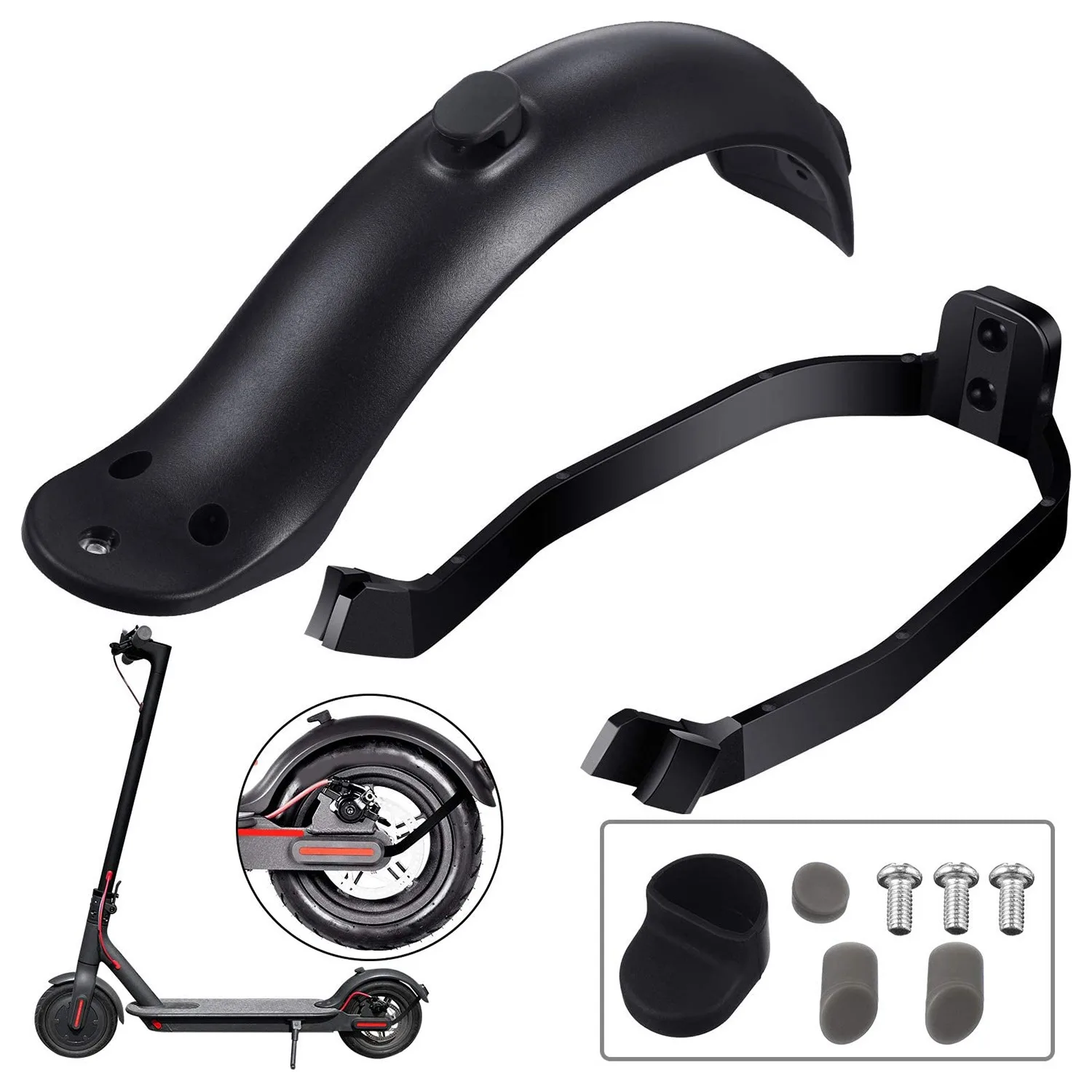 Rear Mudguard and Bracket Replacement Accessory for M365/M365 Pro Scooter with Screws and Screw