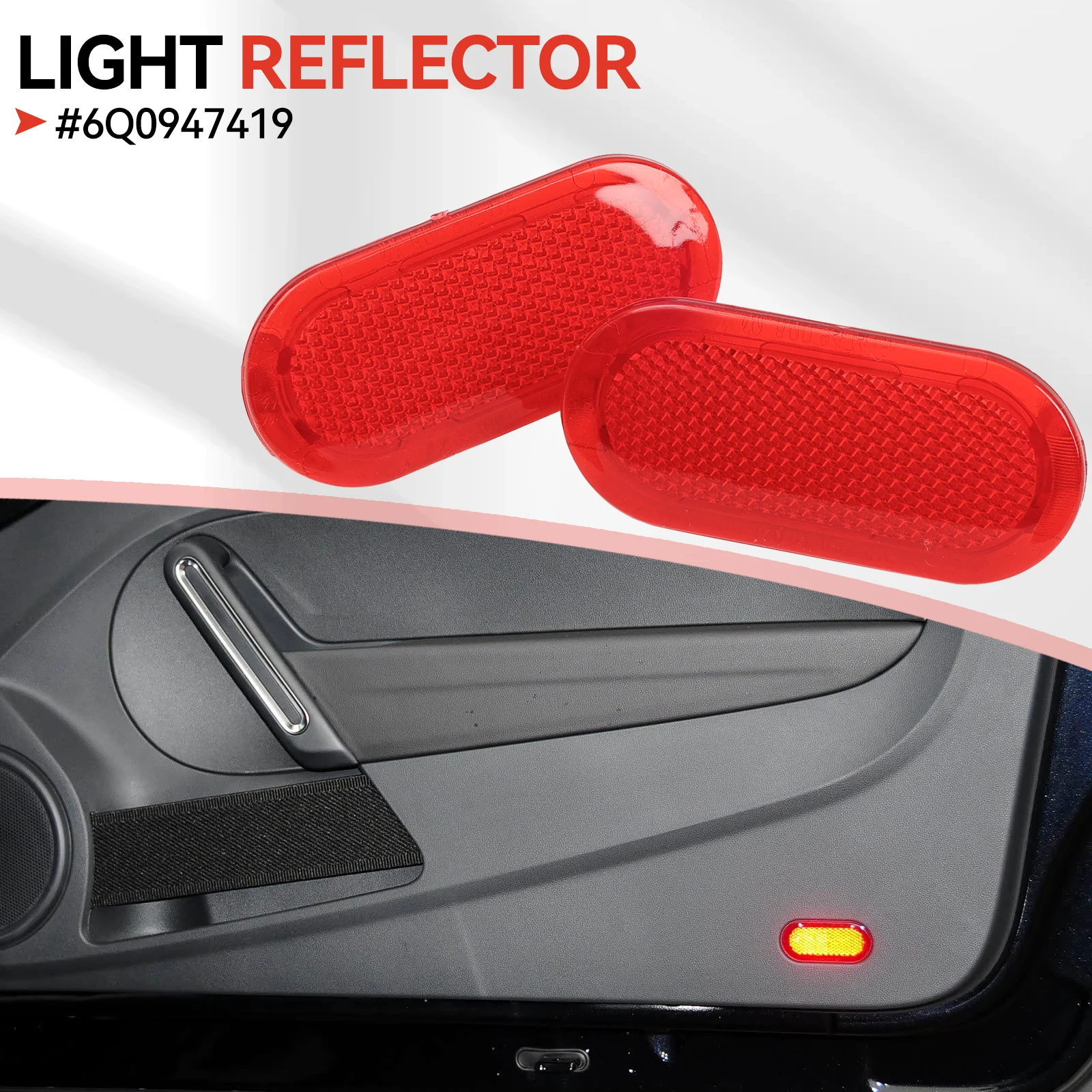2pcs 6Q0947419 Red Interior Door Lamp Red Warning Cap Light Reflector For VW Beetle Caddy Polo Touran 6Q0 947 419 Car Trim Panel