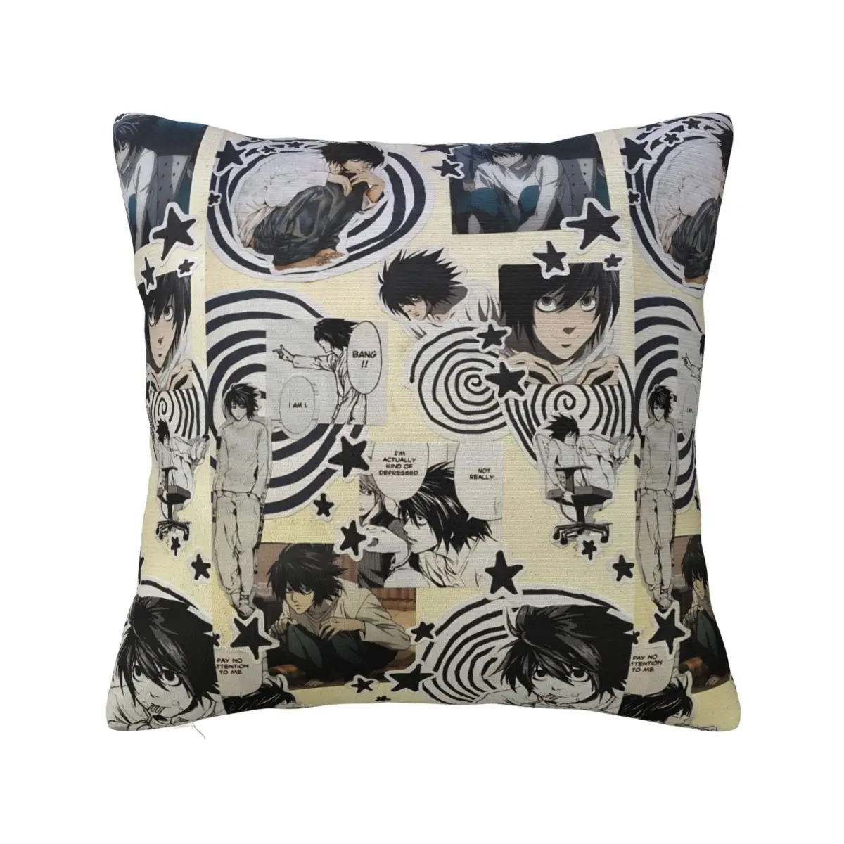L Lawliet Square Pillow Cases Deathnotes Anime Cushion Cover Novelty Zippered Decor Pillowcover for Home 18