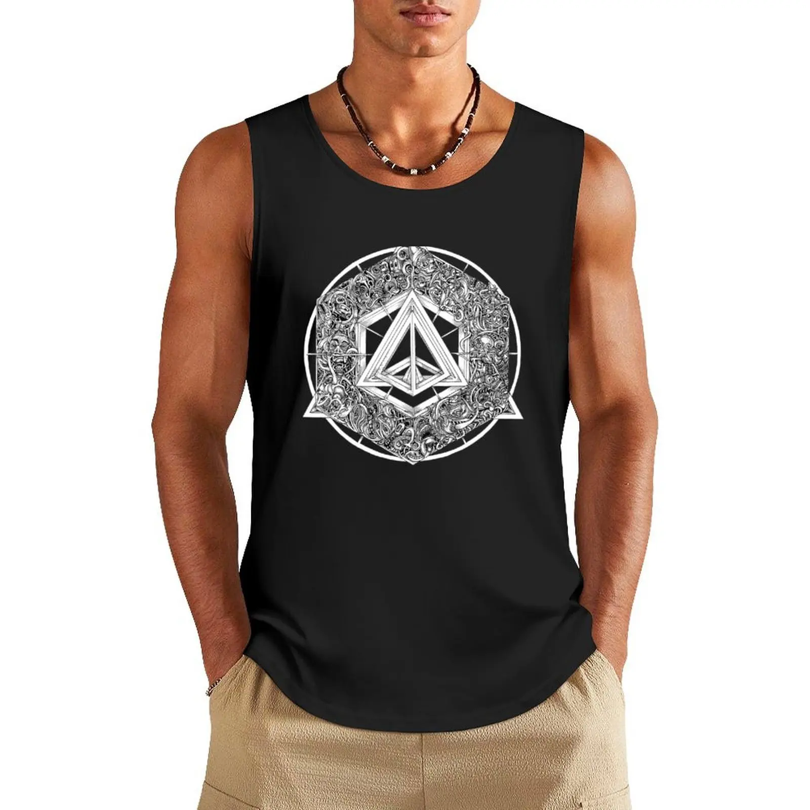

Order in Chaos Psychedelic Art Tank Top Japanese t-shirt T-shirt men Men's sleeveless t-shirt