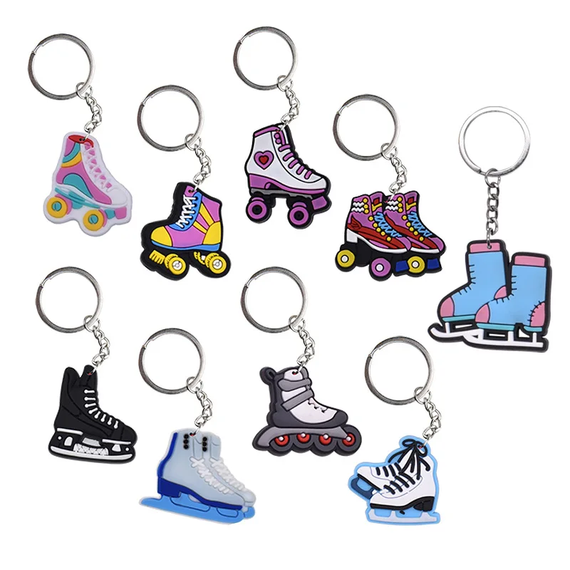 PVC Soft Keychain with Colorful Bright Interesting Fashionable and Creative Ice Skating Shoes Pendant Decoration Backpack