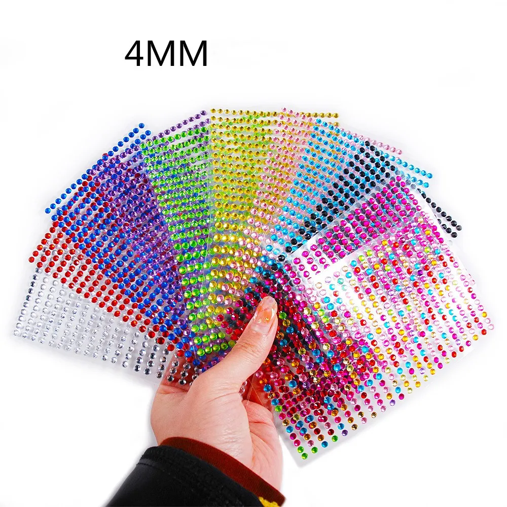 437 Pcs Self Adhesive Round Red Rhinestone Stickers, 4mm Diameter for DIY Crafts and Decoration with No Mess