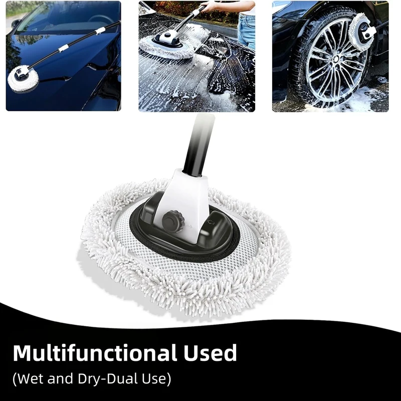 Auto Waschen Pinsel Auto Reinigung Pinsel Teleskop Langen Griff Mopp Weiches Haar Chenille Besen Universal Fenster Waschen Auto Zubehör – Detail 6
