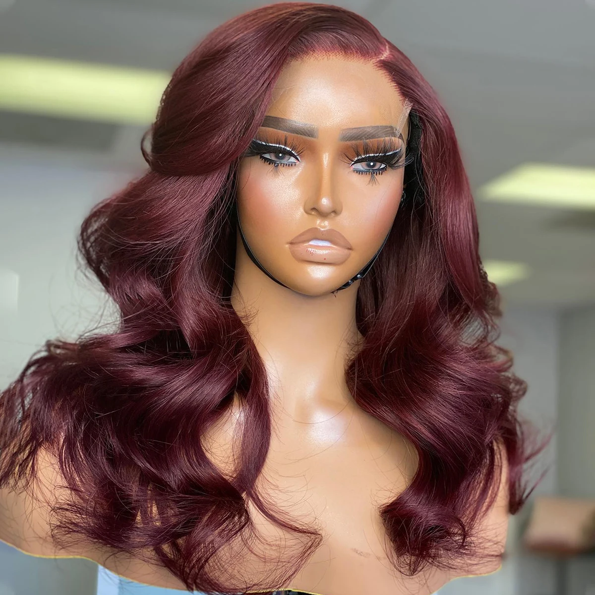 Wig Rambut Asli 99j Warna Natural Tanpa Lem, Sudah Dipluk, Model Body Wave, Kepadatan 400, 100% Rambut Manusia, Wig Full Lace 360, Ukuran 30-36 Inch, Rambut Brasil, Siap Pakai