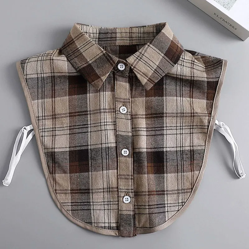 Damen-Halbshirt, Dickey-Kragen, abnehmbare Fake-Kragen, modischer klassischer karierter Fake-Kragen für Kleider, Blusen, Pullover