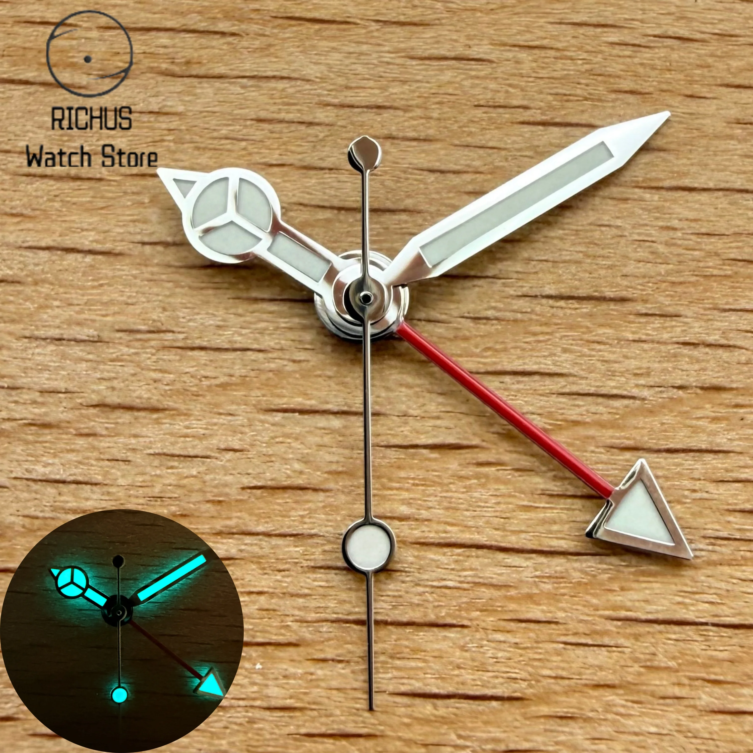 Ronda 515 GMT Watch Hands Set Blue Green Luminous for Ronda 515 Quartz Movement Men's Watch Replacement Repair Parts