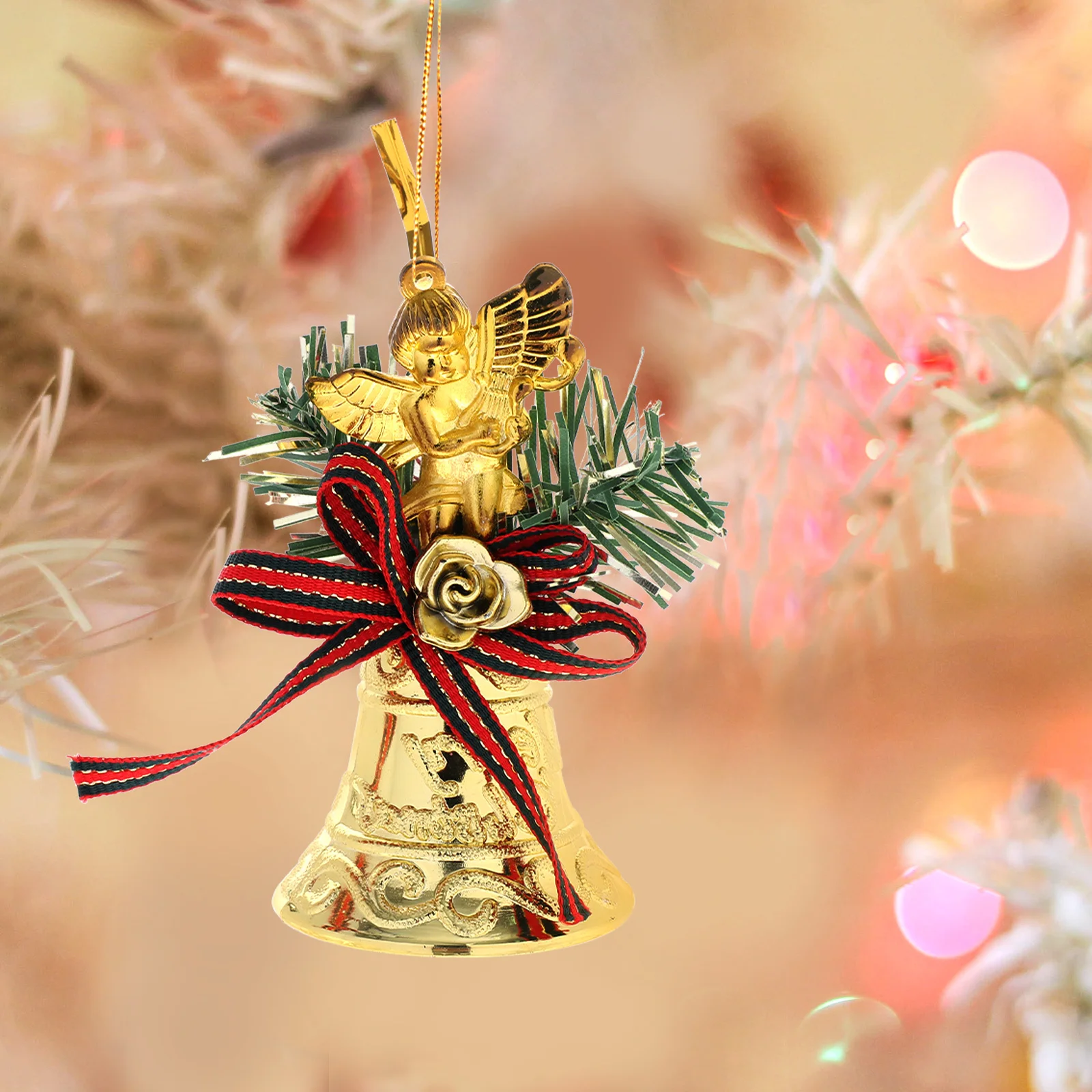 

6Pcs Christmas Tree Bell Decor Festive Hanging Ornament Set for Home Wall Door Garden Xmas Decoration Background Prop