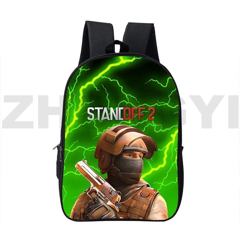 Men Laptop Travel Bags High School Bags 3D Shooting War Game Standoff 2 Backpacks 16 Inch School Backpack for College Students