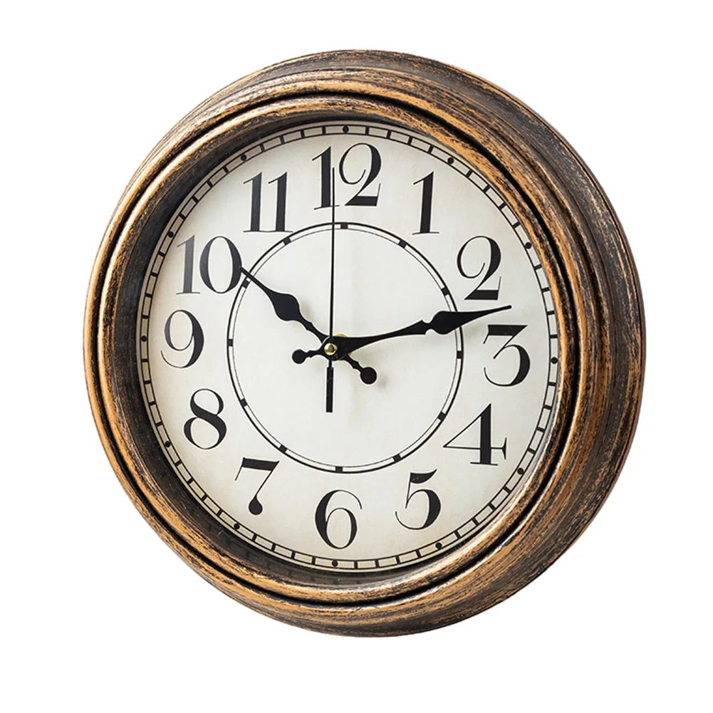 

12 Inch Vintage Wall Clock European Style Retro RoundSilent Non-Ticking Clock Antique Gold Clock Living Room Wall Clock Decor