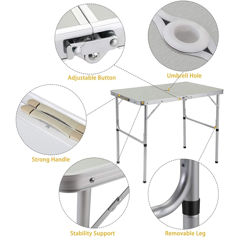 Table à manger de Camping Portable, Table de Barbecue, Table et chaise pliantes en alliage d'aluminium, mobilier d'extérieur, mobilier de jardin