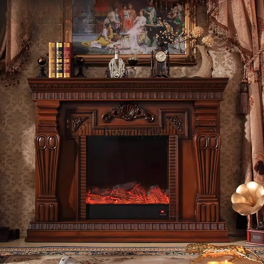

Medieval style fireplace decorative cabinet American electronic simulation flame heating fireplace core