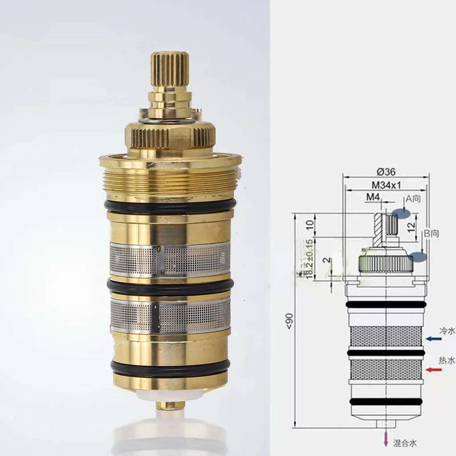 Material Brass Thermostatic Cartridge Temperature Range 20-48 C Easy Installation Full Copper High-quality Materials