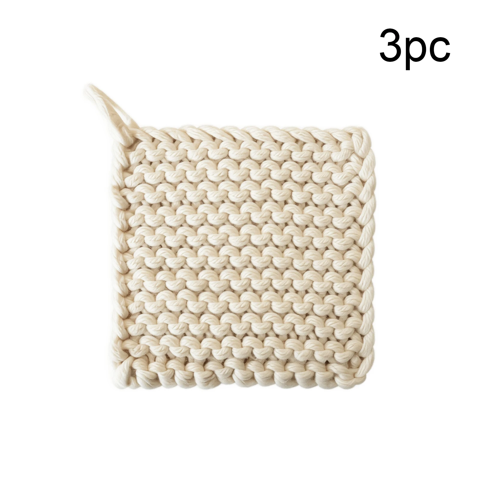 Square Crochet Pot Holder Set 3pcs 12cm Heat Resistant Bowl Coaster Anti Slip Trivet Mat Kitchen Cooking Tool