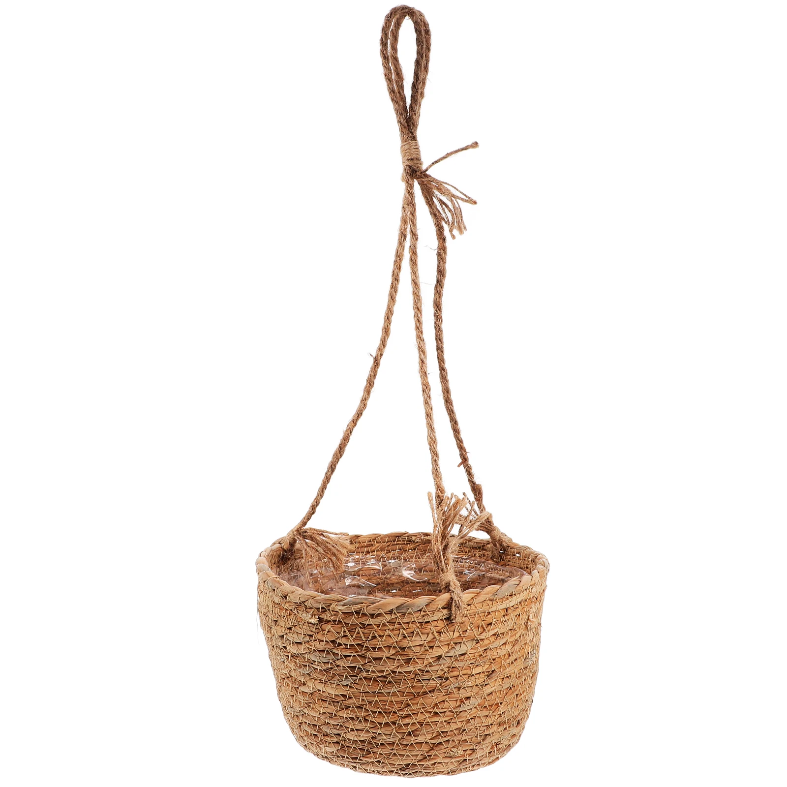 

Straw Hanging Basket Flower Pot Natural Small Planter Decor Storage Indoor Weave