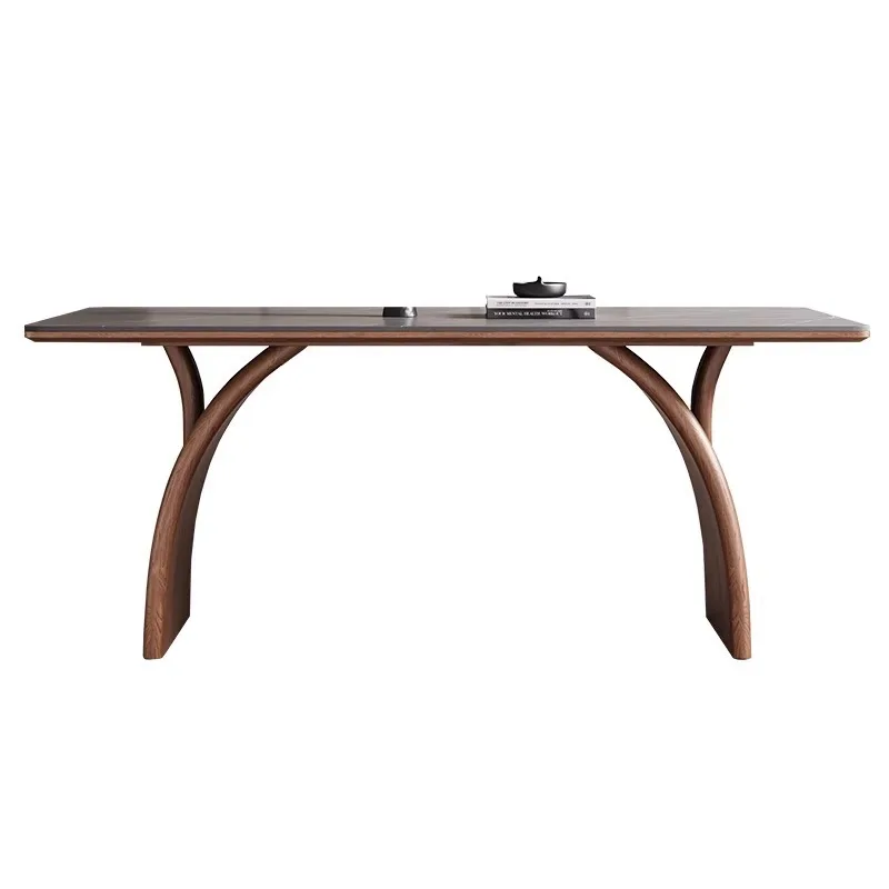 Slate dining table for small household retro solid wood high-end rectangular dining table and chairs