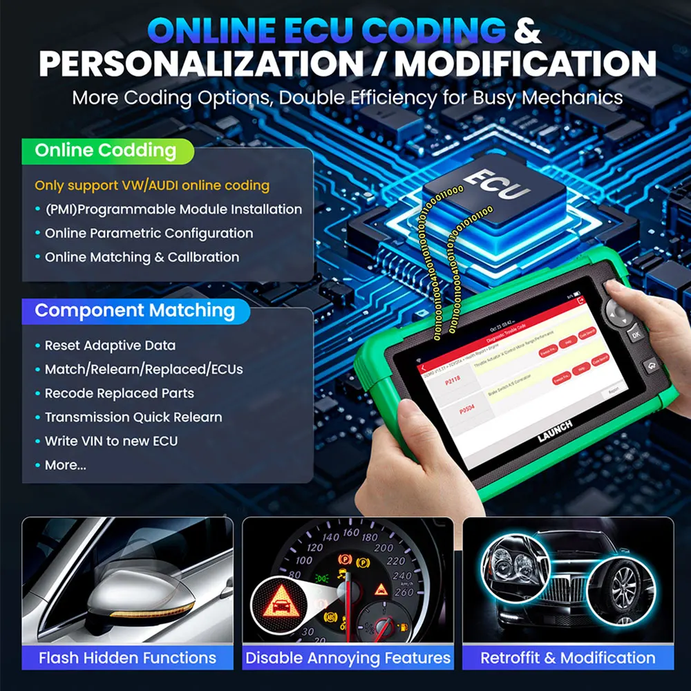 [Novos carros de energia] LAUNCH CRP919 EV Scanner de diagnóstico 43+ funções de serviço para veículos elétricos Nova energia PODE FD DOip Codificação