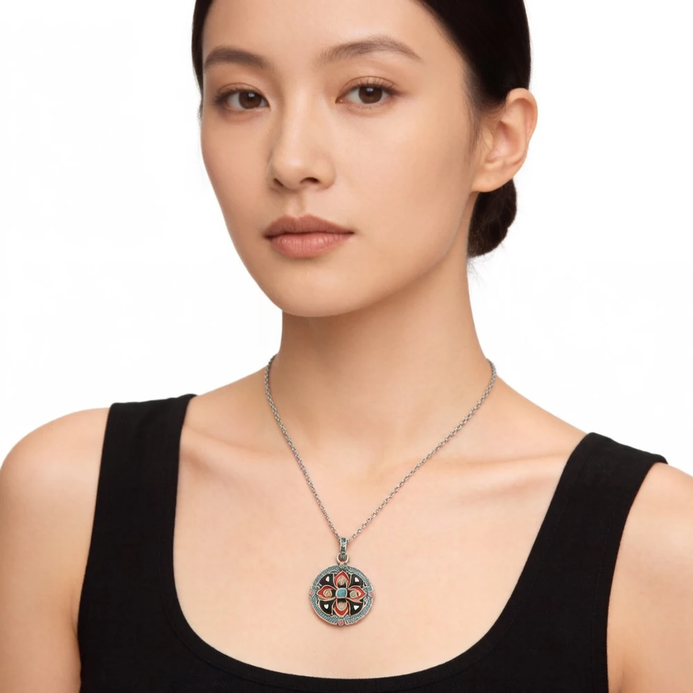Anhänger, asiatische Ornamente, neu, feminin, anmutig gestaltet, edles Schmuckzubehör, 925er Sterlingsilber, Geschenk für Frauen – Detail 2