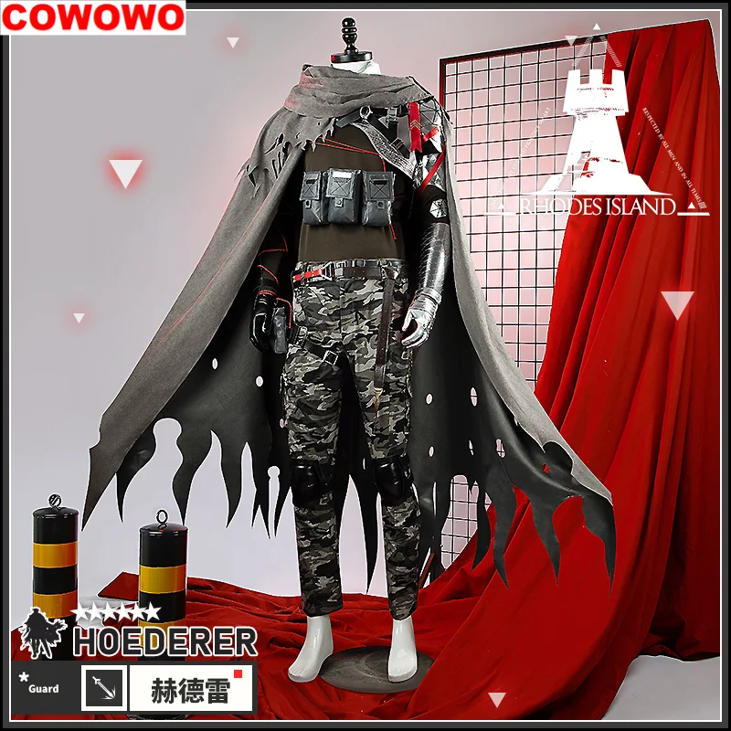 COWOWO Arknights Hoederer Cloak Cloak Camouflage Pants Cosplay Costume Cos Game Anime Party Uniform Hallowen Play Role Clothes