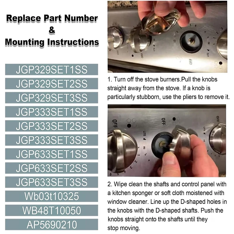 WB03T10325 Burner Control Knob For GEE Cooktop Knobs 6 Pack Replacement For AP5690210 PS3510510 GE Series