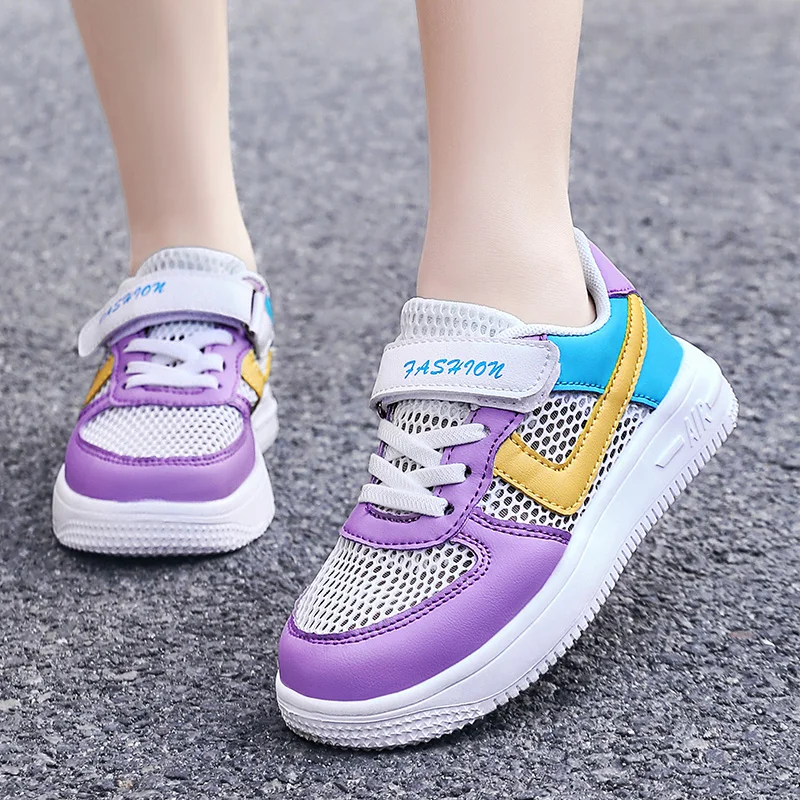 

Summer Breathable Children Mesh Sneakers Casual Shoes for Girls Purple White Comfortable Tennis Running Sports Girl Flat Shoes 8