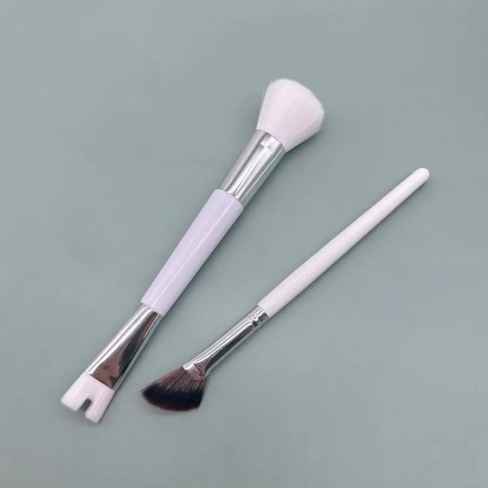 Juego de brochas para contorno de nariz de doble cabezal, cepillo portátil para sombra de nariz con inclinación en ángulo, suave, en forma de U, para sombra de ojos en polvo, 2 uds.