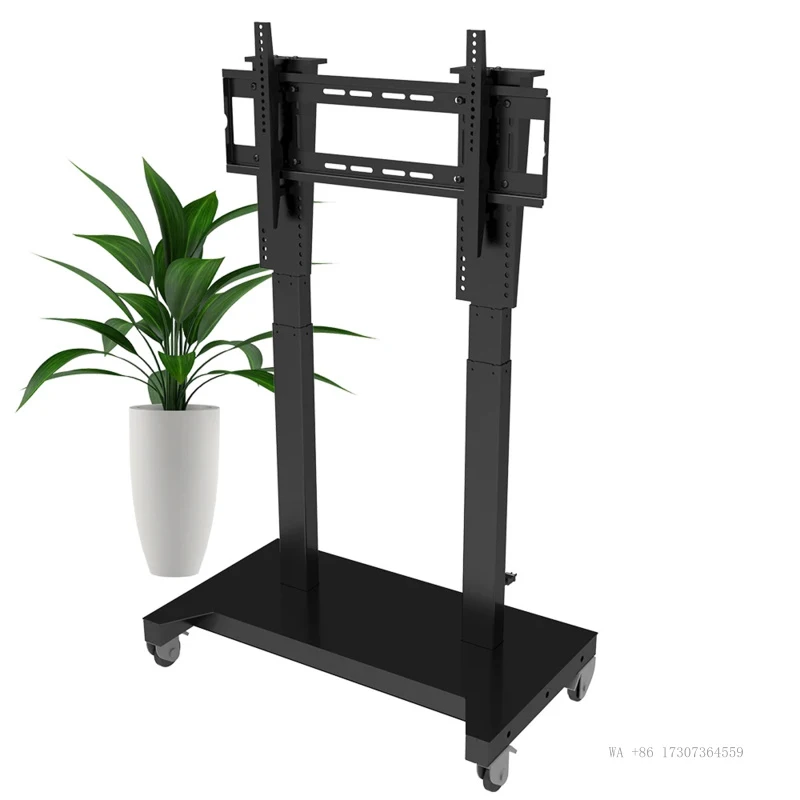 Motorized Heavy Duty TV Cart Height Adjustable Roll Stand with Mount Wheels for Home Office
